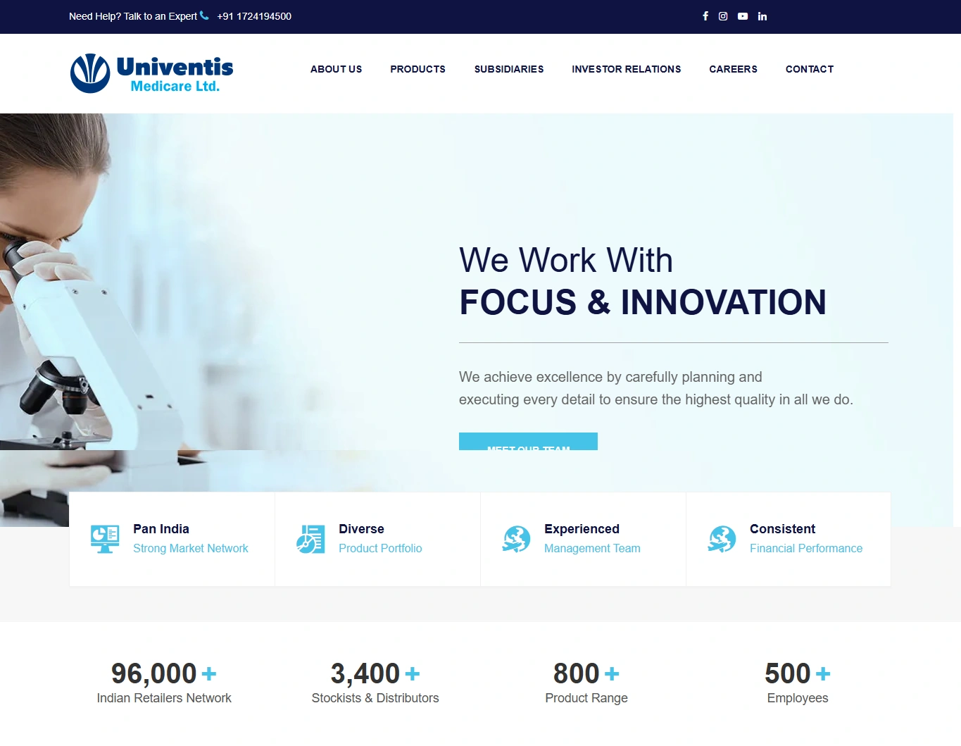 Univentia Medicare website screenshot