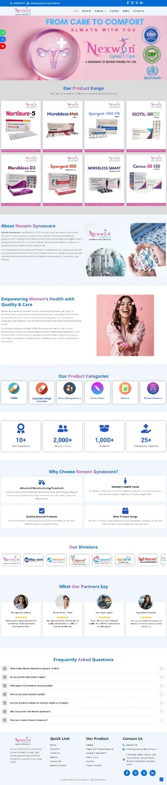 Nexwin Gynae Care - Pharmaceutical Website